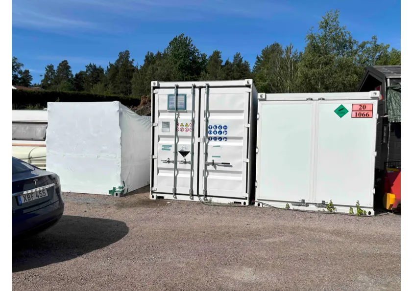 Electrolyzer and pressure storage awaiting installation